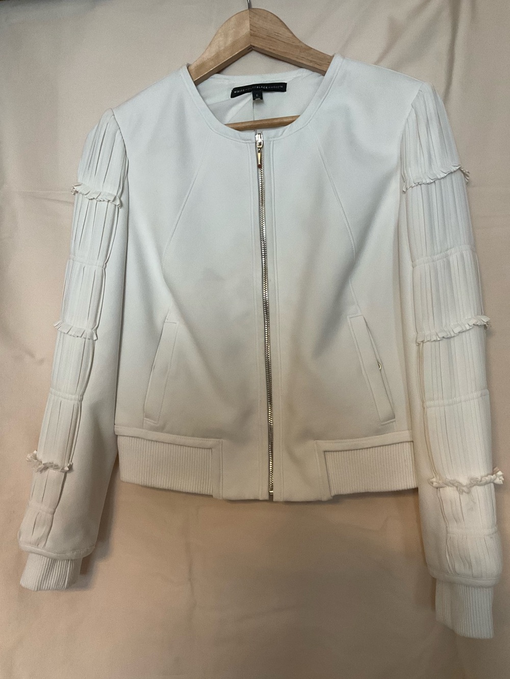 White house Black Market Pleated-Sleeve Bomber Jacket